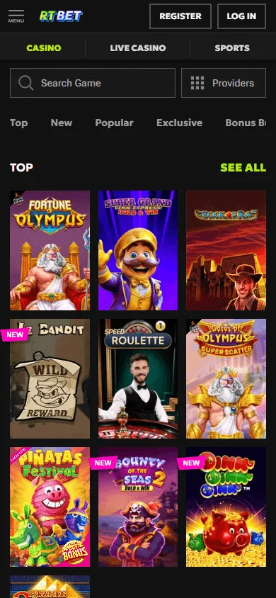 Rtbet Casino games experience on mobile